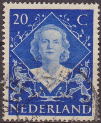 z vendido Holanda 1948 Scott 305 Sello Reina Juliana 20c usado Stamps Netherlands Holland Hollande Olanda 